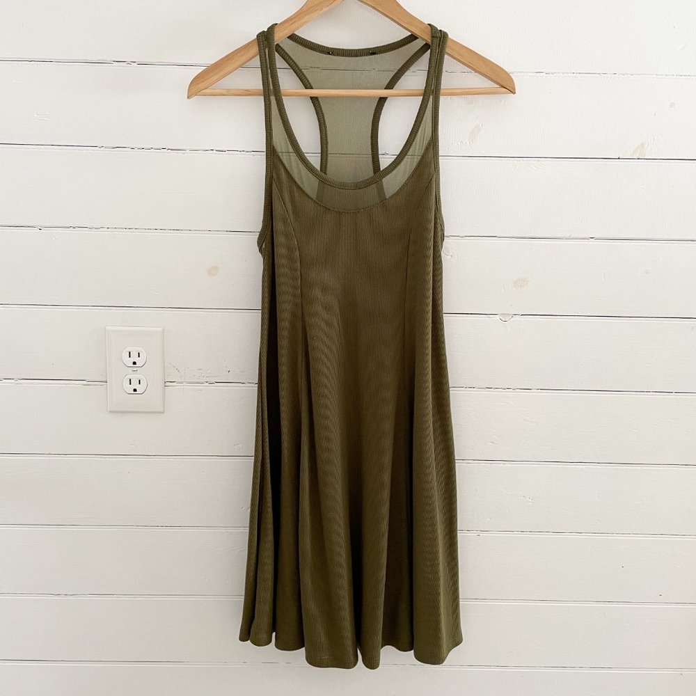 Forever 21 Green Ribbed Swing Dress